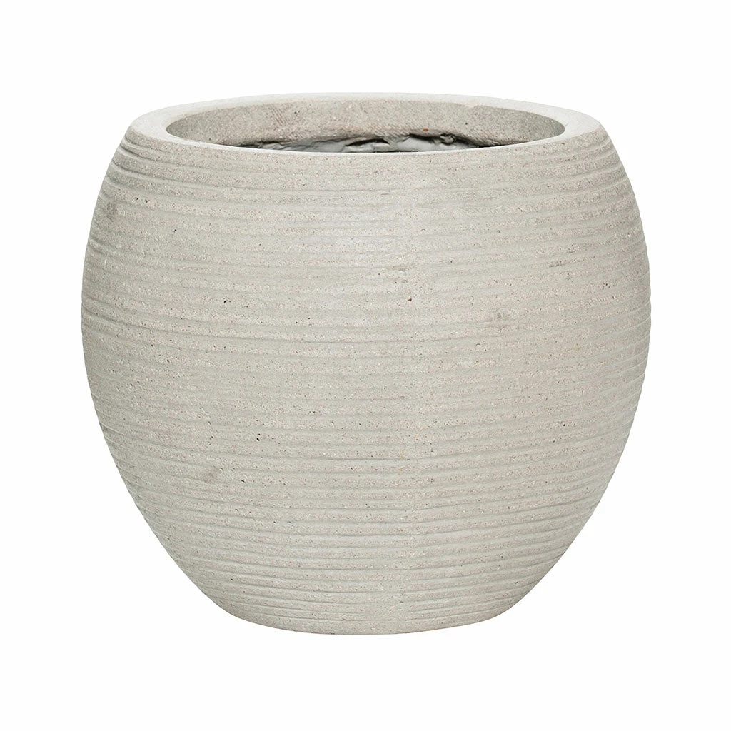 Abby Ball Plant Pot - Ridged Cement 3 Abby Ball Plant Pot - Ridged Cement