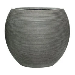Abby Ball Plant Pot - Ridged Dark Grey -Indoor Plants Store Abby Ball Plant Pot Ridged Dark Grey 51.5x44.5cm