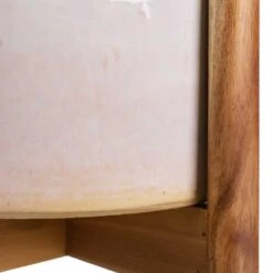 Anzio Plant Pot With Wooden Stand - Stone White 11 Anzio Plant Pot With Wooden Stand - Stone White -Indoor Plants Store Anzio Plant Pot with Wooden Stand Stone White 1