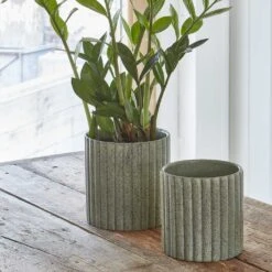 Azalea Ribbed Plant Pot - Speckled Green Stone -Indoor Plants Store Azalea Ribbed Plant Pot Speckled Green Stone 1