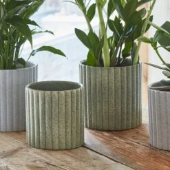 Azalea Ribbed Plant Pot - Speckled Green Stone -Indoor Plants Store Azalea Ribbed Plant Pot Speckled Green Stone 2