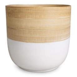 Bamboo Plant Pot - White -Indoor Plants Store Bamboo Plant Pot White 19x19cm 2