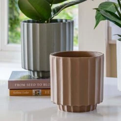 Bourton Scalloped Plant Pot - Clay -Indoor Plants Store Bourton Scalloped Plant Pot Clay 16 x 16cm