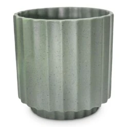 Bourton Scalloped Plant Pot - Sage -Indoor Plants Store Bourton Scalloped Plant Pot Sage 18 x 18cm