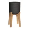 Charlie Plant Pot - Tall Stand - Black Washed -Indoor Plants Store Charlie Plant Pot Tall Stand Black Washed