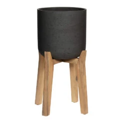Charlie Plant Pot - Tall Stand - Black Washed
