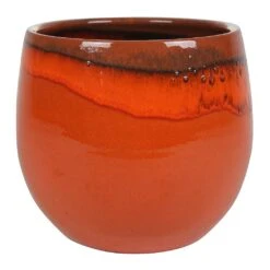 Charlotte Plant Pot - Orange -Indoor Plants Store Charlotte Plant Pot Red Orange Large
