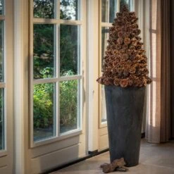 Claire Artstone Tall Planter - Black -Indoor Plants Store Claire Artstone Tall Planter Black 2