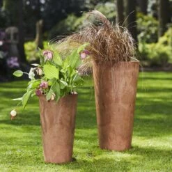 Claire Artstone Tall Planter - Oak -Indoor Plants Store Claire Artstone Tall Planter Oak 1