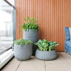 Cody Plant Pot - Ridged Dark Grey 26 Cody Plant Pot - Ridged Dark Grey -Indoor Plants Store Cody Eileen Planters Ridged Cement