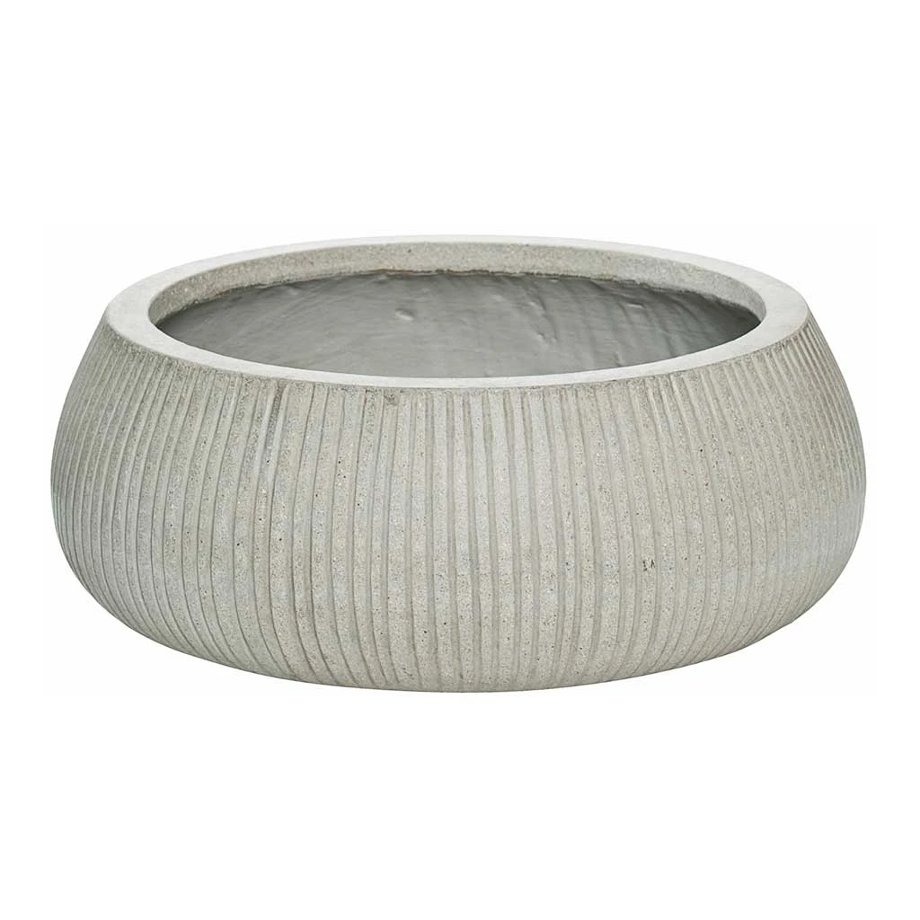 Eileen Plant Bowl - Ridged Cement 3 Eileen Plant Bowl - Ridged Cement