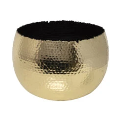 Hammered Bowl - Gold With Black -Indoor Plants Store Hammered Bowl Gold Black19cm