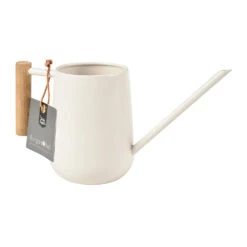Indoor Watering Can 0.7L - Stone With Beech Handle -Indoor Plants Store Indoor Watering Can 07L Stone Beech Handle