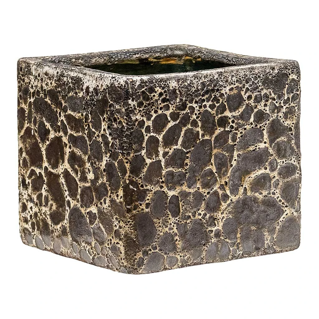 Lava Cube Relic Planter - Black 3 Lava Cube Relic Planter - Black