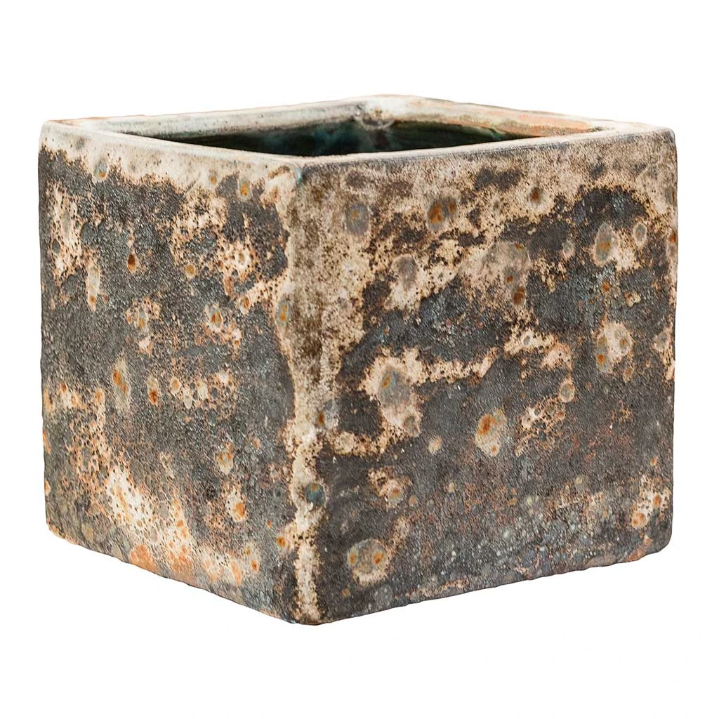Lava Cube Relic Planter - Rust 3 Lava Cube Relic Planter - Rust