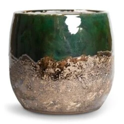 Lindy Plant Pot - Black Green -Indoor Plants Store Lindy Plant Pot Black Green 19x16cm