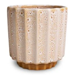 Lugano Scalloped Plant Pot - Mustard -Indoor Plants Store Lugano Scalloped Plant Pot Mustard 13x13cm