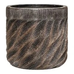 Luxe Lite Wave Cylinder Planter - Bronze -Indoor Plants Store Luxe Lite Wave Cylinder Planter Bronze Large