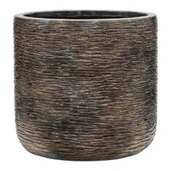 Luxe Lite Wrinkle Cylinder Planter - Bronze -Indoor Plants Store Luxe Lite Wrinkle Cylinder Planter Bronze Large