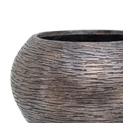 Luxe Lite Wrinkle Globe Planter - Bronze -Indoor Plants Store Luxe Lite Wrinkle Globe Planter Bronze Close Up