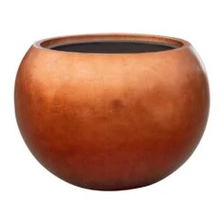 Metallic Globe Plant Pot - Matt Copper