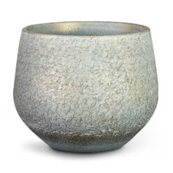 Noor Plant Pot - Metallic Grey -Indoor Plants Store Noor Plant Pot Metallic Grey 16x13cm
