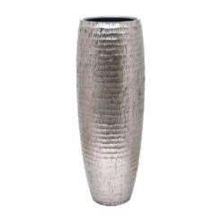 Opus Hammered Partner Planter - Silver -Indoor Plants Store Opus Hammered Partner Planter Silver 35x97cm