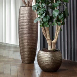 Opus Hammered Globe Planter - Gold -Indoor Plants Store OpusHammeredPartnerPlanter Gold 3