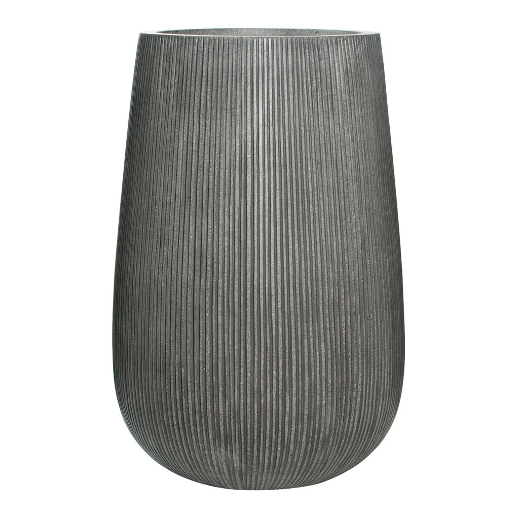 Patt High Plant Vase - Ridged Dark Grey 7 Patt High Plant Vase - Ridged Dark Grey - Image 5