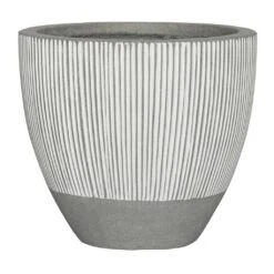 Jesslyn Plant Pot - Ridged White Stripe -Indoor Plants Store Ridged Jesslyn Plant Pot White Stripe 45x35cm