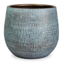 Ryan Plant Pot - Blue Gold -Indoor Plants Store Ryan Plant Pot Blue Gold 22x20cm