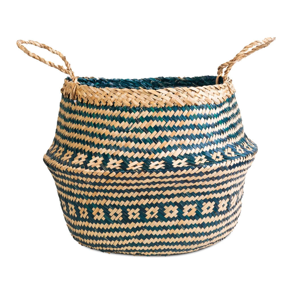 Seagrass Tribal Basket - Teal Lined 6 Seagrass Tribal Basket - Teal Lined - Image 4