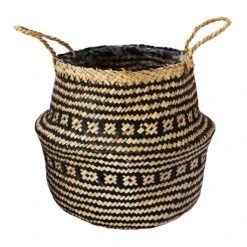 Seagrass Tribal Basket - Black Lined -Indoor Plants Store Seagrass Tribal Plant Basket Black Lined