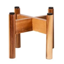 Vigo Plant Pot With Wooden Stand - Concrete Grey -Indoor Plants Store Vigo Plant Pot with Wooden Stand Concrete Grey 19x29cm Stand